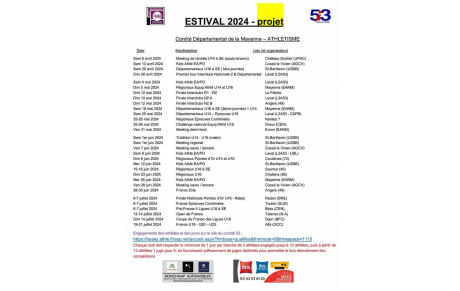 Calendrier estival 2024 - projet